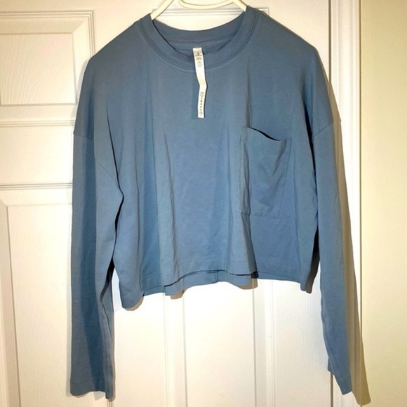 Lululemon Long Sleep Blue Crop Top tee - Picture 2 of 7